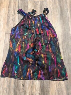 Milly of New York 100%Silk Multicolor Feather-Print made in USA